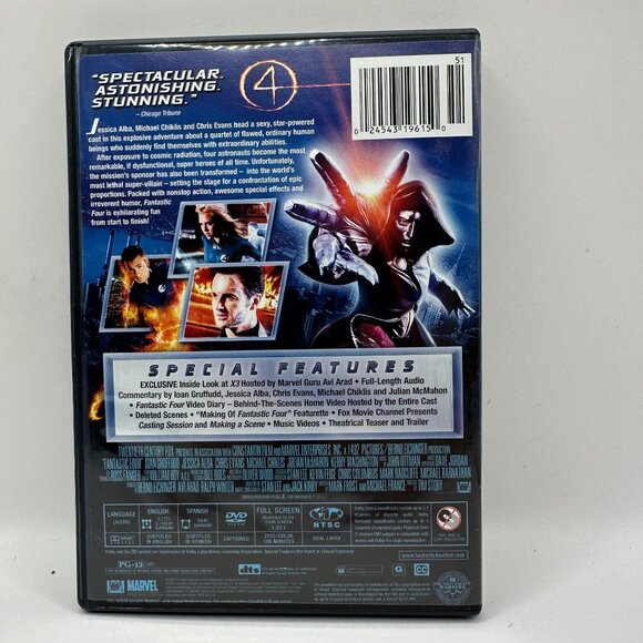 Fantastic 4 Full Screen DVD Rated PG-13 Marvel Jessica Alba Ioan Gruffudd - Picture 2 of 3